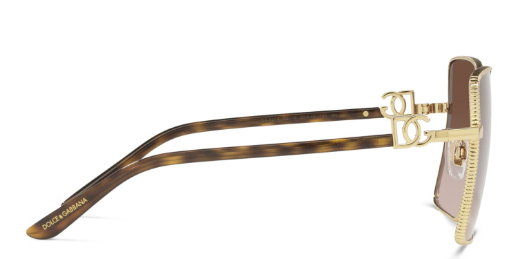 Shop Dolce & Gabbana Oversized Wide Square Sunglasses in Gold online.