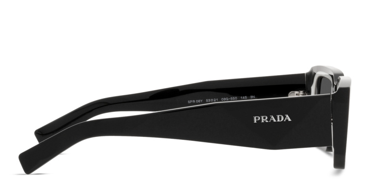 Shop PRADA Rectangle Sunglasses in Black online.