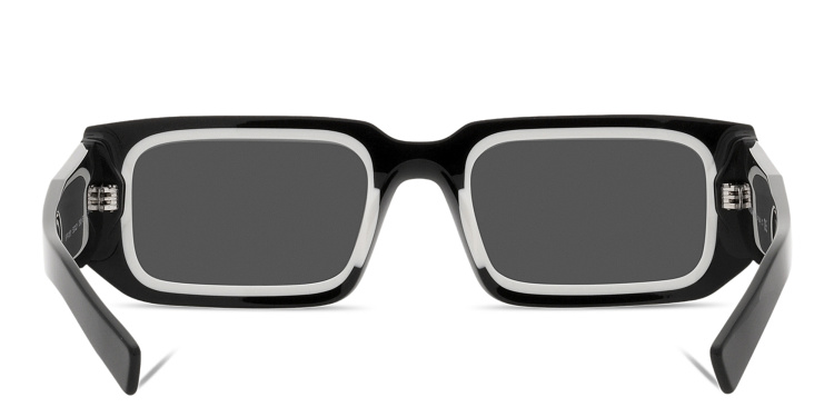 Shop PRADA Rectangle Sunglasses in Black online.