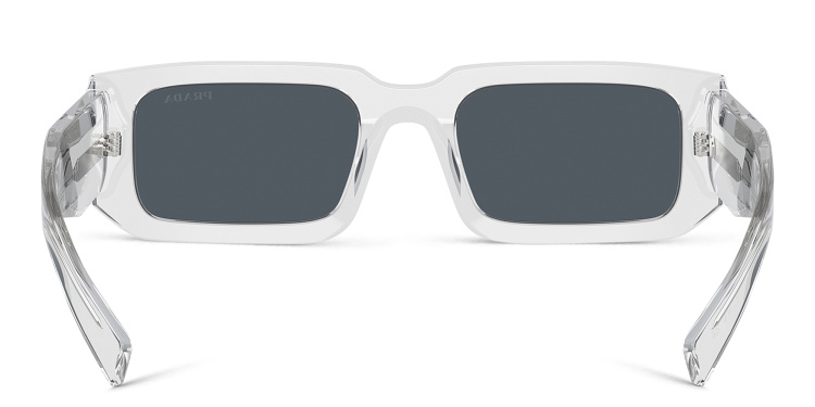 Shop PRADA Logo Rectangle Sunglasses in Grey online.