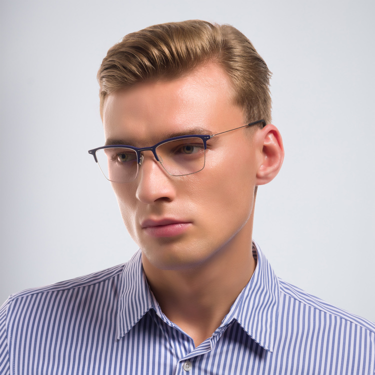 Shop MONOGRAM Half Rim Square Eyeglasses in Blue online.