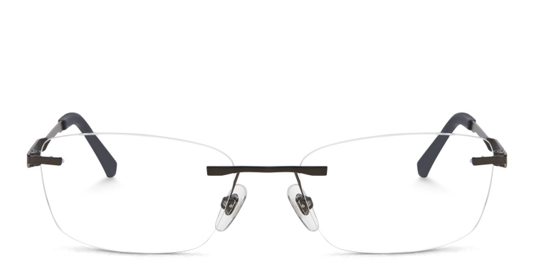 Shop EYE'M Rimless Wide Rectangle Eyeglasses in Gunmetal online.