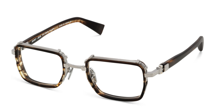 Shop BALMAIN Saint Jean Unisex Rectangle Eyeglasses in Brown online.