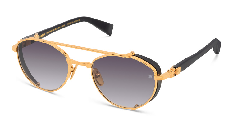 Shop BALMAIN Brigade IV Unisex Round Sunglasses in Gold online.