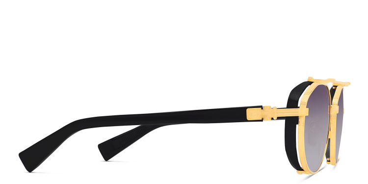 Shop BALMAIN Brigade IV Unisex Round Sunglasses in Gold online.