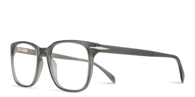 Shop DAVID BECKHAM Wide Rectangle Eyeglasses in Grey online.