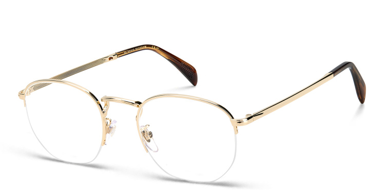 Shop DAVID BECKHAM Half Rim Oval Eyeglasses in Gold online.