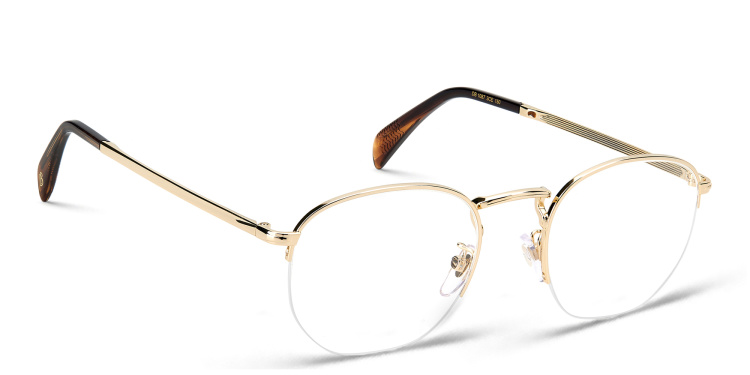 Shop DAVID BECKHAM Half Rim Oval Eyeglasses in Gold online.
