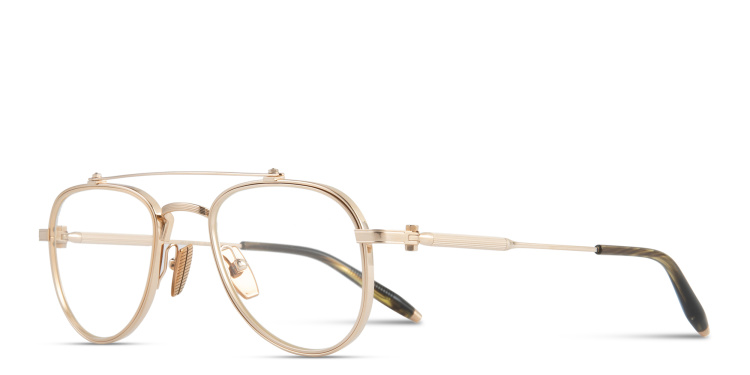 Shop AKONI Calisto Unisex Aviator Eyeglasses in Gold online.