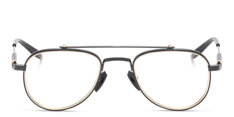 Shop AKONI Calisto Unisex Aviator Eyeglasses in Black online.