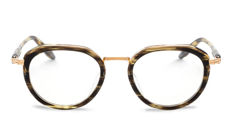 Shop AKONI Camera Unisex Round Eyeglasses in Havana online.