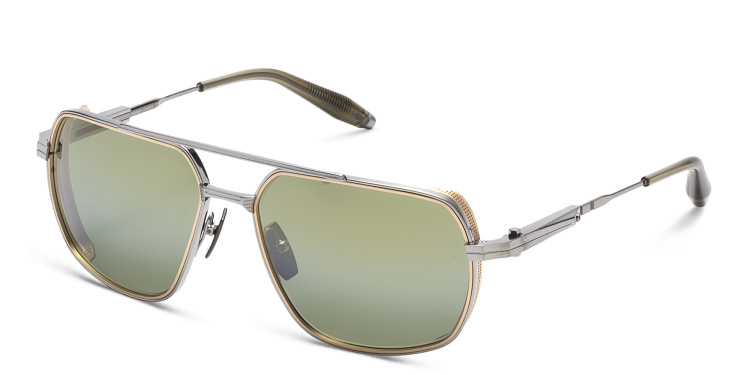 Shop AKONI Pathfinder Rectangle Sunglasses in Gold online.