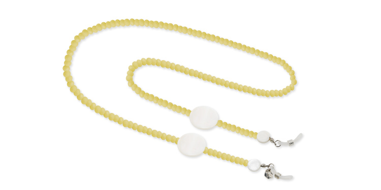 Shop The RICCI DISTRICT Crystals & Mother of Pearl Glasses Chain in Yellow online.