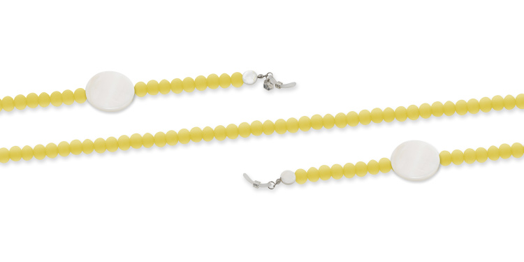 Shop The RICCI DISTRICT Crystals & Mother of Pearl Glasses Chain in Yellow online.