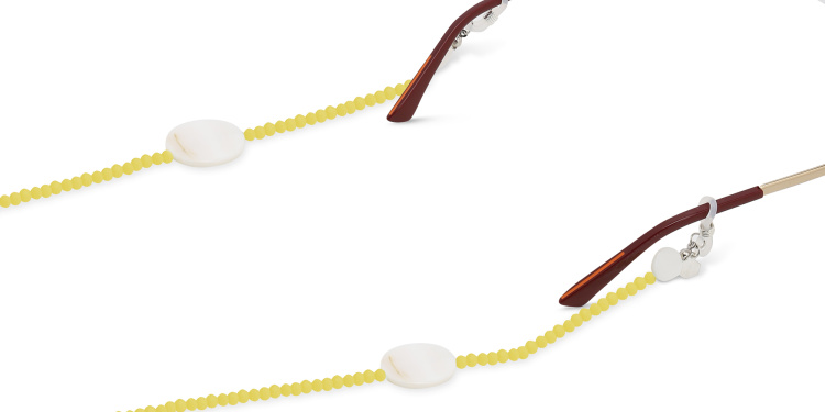 Shop The RICCI DISTRICT Crystals & Mother of Pearl Glasses Chain in Yellow online.