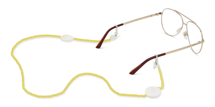 Shop The RICCI DISTRICT Crystals & Mother of Pearl Glasses Chain in Yellow online.