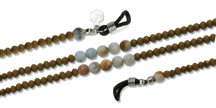 Shop The RICCI DISTRICT Crystals & Amazonite Glasses Chain in Brown online.