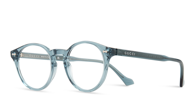Shop GUCCI Unisex Round Eyeglasses in Blue online.