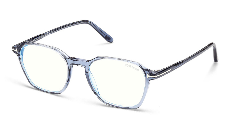 Shop TOM FORD Irregular Eyeglasses in Blue online.