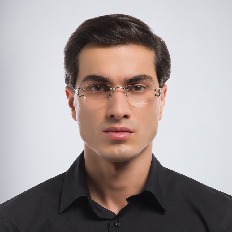 Shop Cartier Signature 'C'de Cartier Rimless Eyeglasses in Silver online.