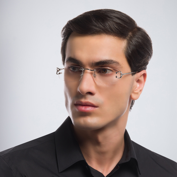 Shop Cartier Signature 'C'de Cartier Rimless Eyeglasses in Silver online.