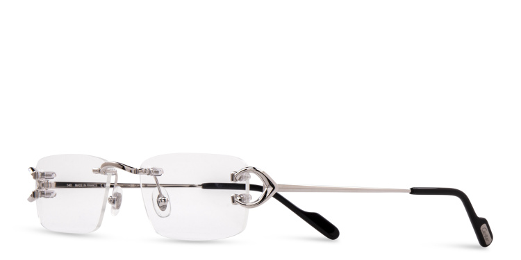 Shop Cartier Signature 'C'de Cartier Rimless Eyeglasses in Silver online.