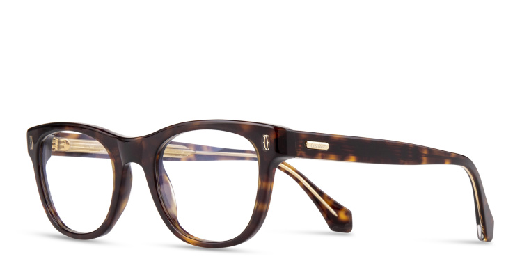 Shop Cartier Signature 'C'de Cartier Square Eyeglasses in Havana online.