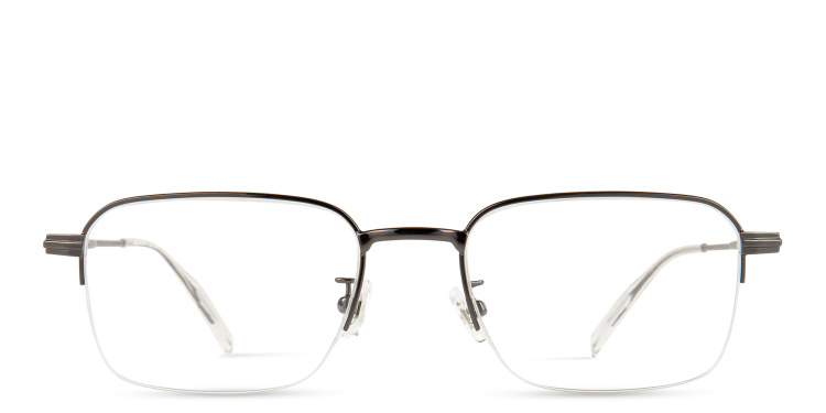 Shop MONTBLANC Half-Rim Rectangle Eyeglasses in Silver online.