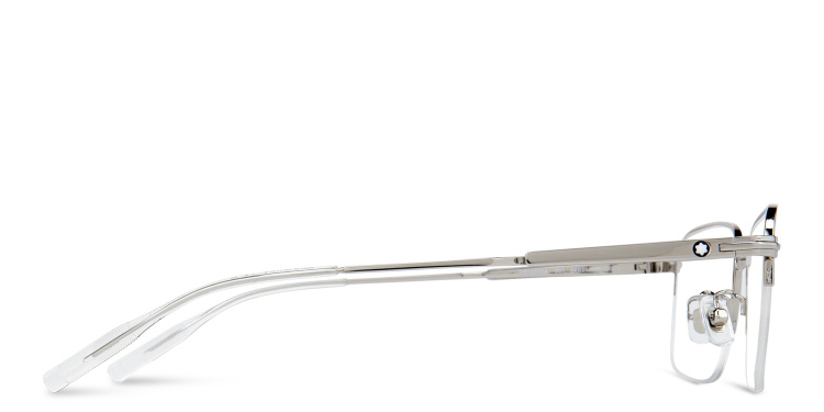 Shop MONTBLANC Half-Rim Rectangle Eyeglasses in Silver online.