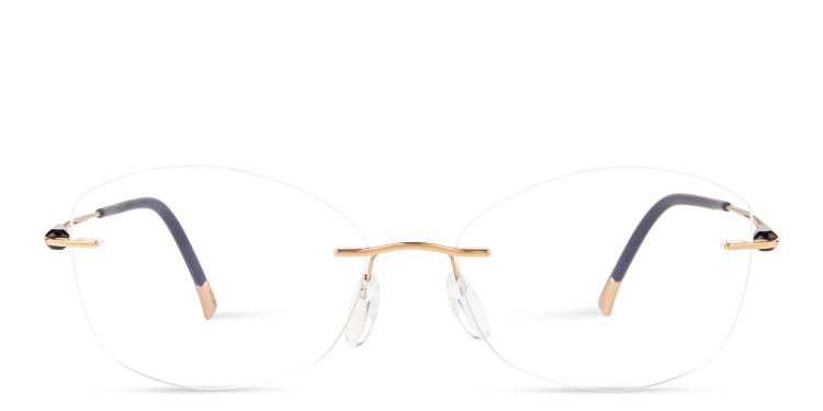 Shop Silhouette Rimless Irregular Eyeglasses in Gold online.