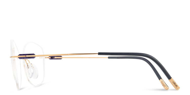 Shop Silhouette Rimless Irregular Eyeglasses in Gold online.