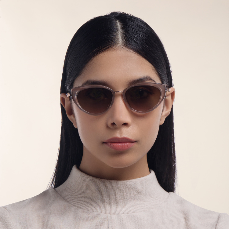 Shop AKONI Athena Cat Eye Sunglasses in Pink online.