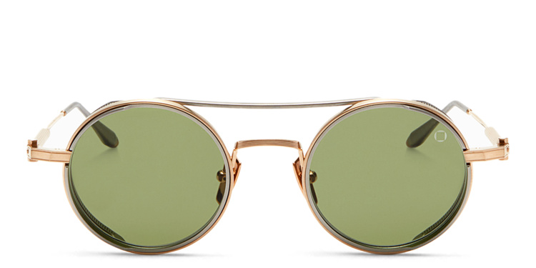 Shop AKONI Eris Unisex Round Sunglasses in Gold online.