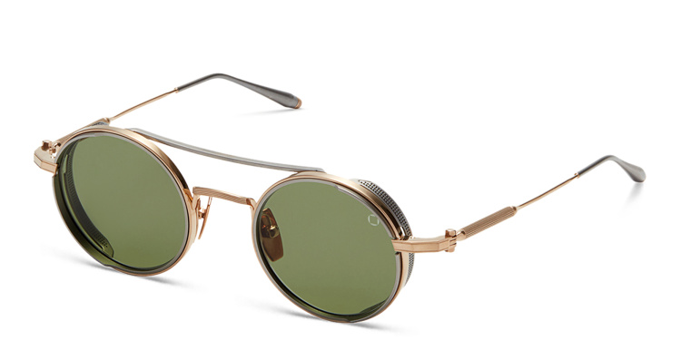 Shop AKONI Eris Unisex Round Sunglasses in Gold online.