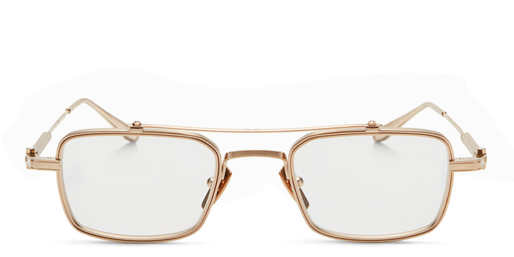Shop AKONI Cassini Rectangle Eyeglasses in Gold online.