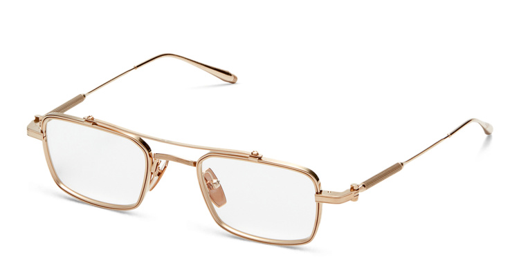 Shop AKONI Cassini Rectangle Eyeglasses in Gold online.