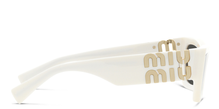 Shop MIU MIU Rectangle Sunglasses in White online.
