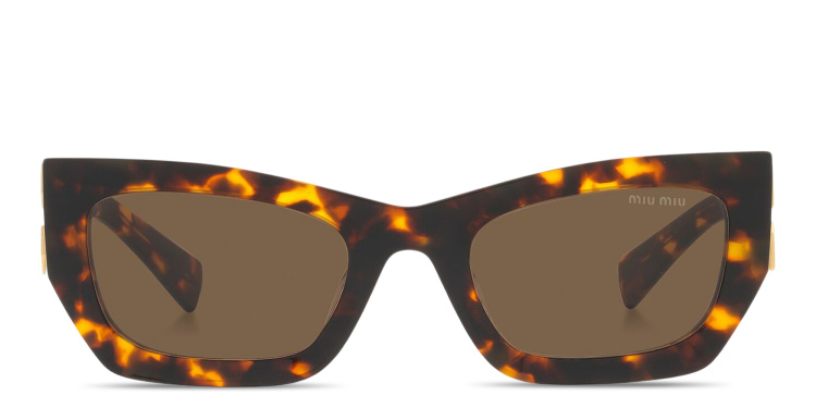 Shop MIU MIU Rectangle Sunglasses in Havana online.