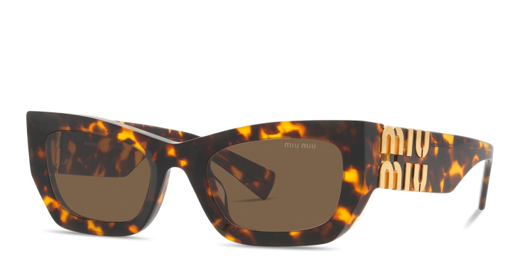 Shop MIU MIU Rectangle Sunglasses in Havana online.