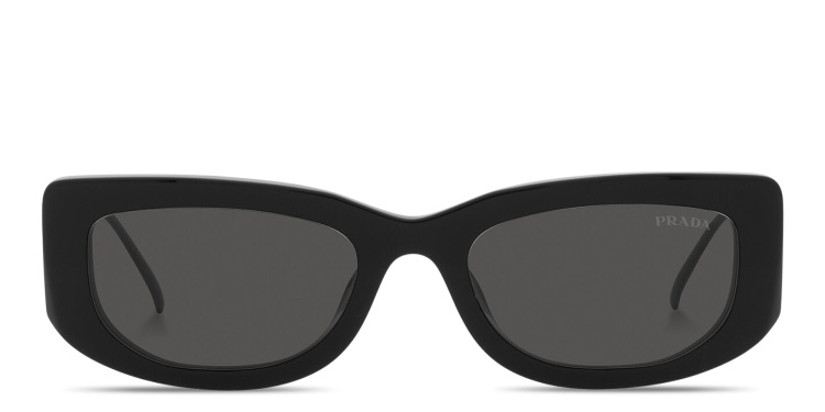 Shop PRADA Rectangle Sunglasses in Black online.