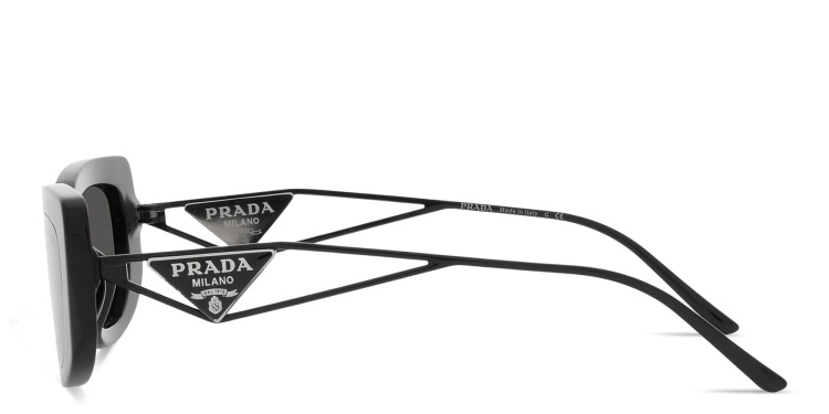 Shop PRADA Rectangle Sunglasses in Black online.