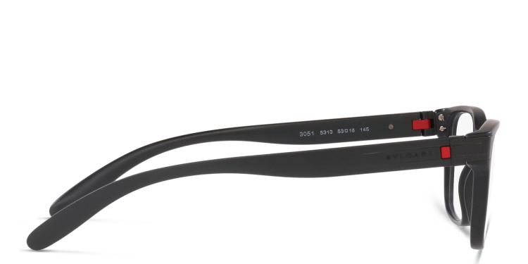 Shop BVLGARI Wide Rectangle Eyeglasses in Black online.