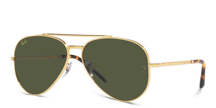 Shop Ray-Ban Unisex Wide Pilot Sunglasses in Gold online.