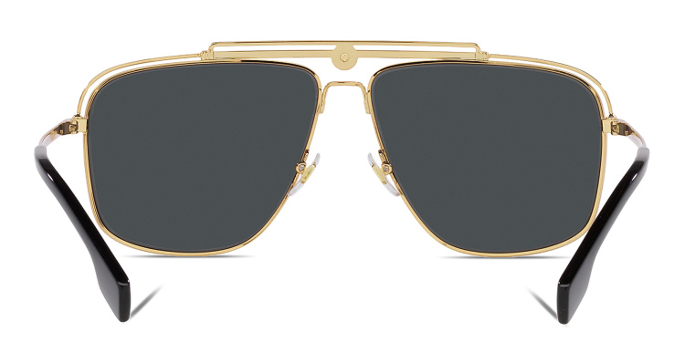 Shop VERSACE Greca-detailed Aviator Sunglasses in Gold online.