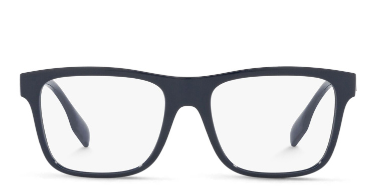 Shop BURBERRY Wide Square Eyeglasses in Blue online.