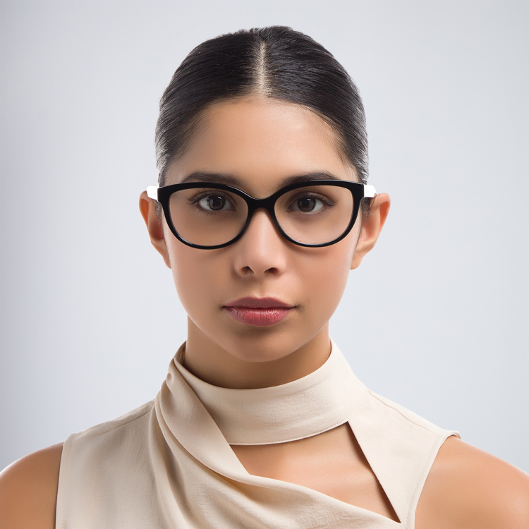 Shop BURBERRY Square Eyeglasses in Black online.