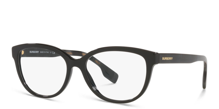 Shop BURBERRY Square Eyeglasses in Black online.
