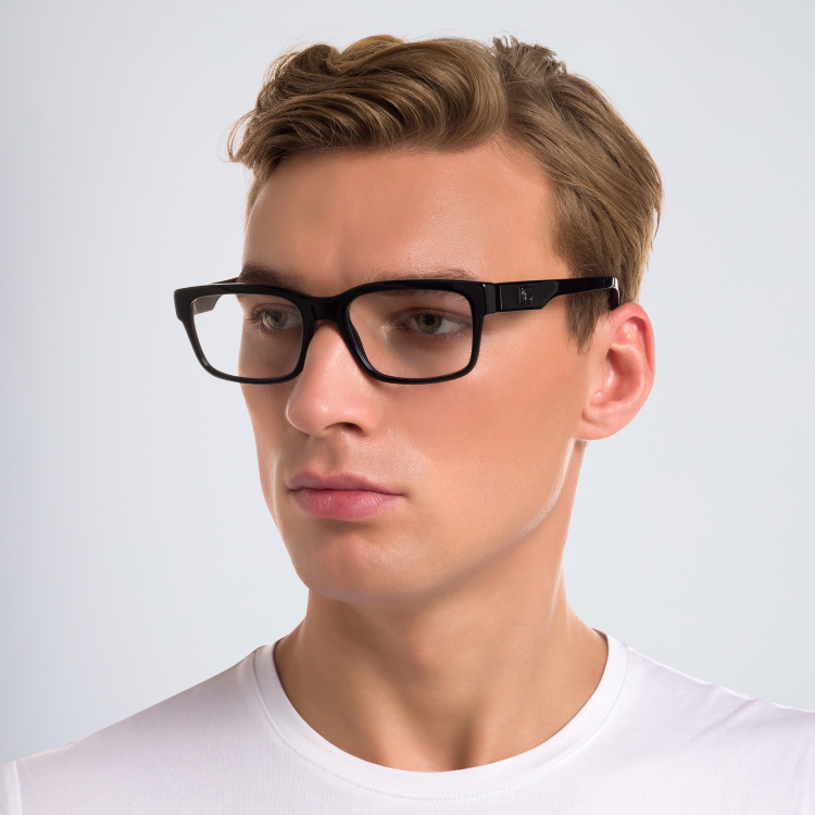 Shop Dolce & Gabbana Wide Rectangle Eyeglasses in Black online.