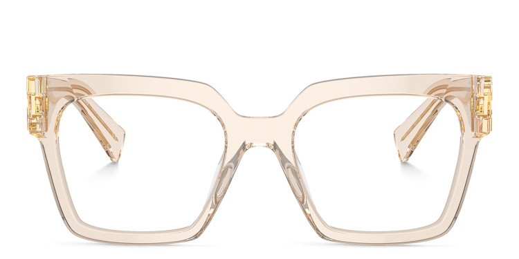 تسوق نظارات طبية مربّعة بشعار العلامة العمودي ميو ميو بلون بيج أونلاين.