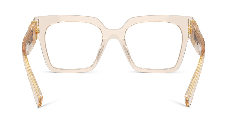 تسوق نظارات طبية مربّعة بشعار العلامة العمودي ميو ميو بلون بيج أونلاين.